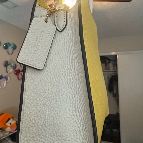 Coach Yellow and White Mini Bag with Structured Design - Picture 3 of 3